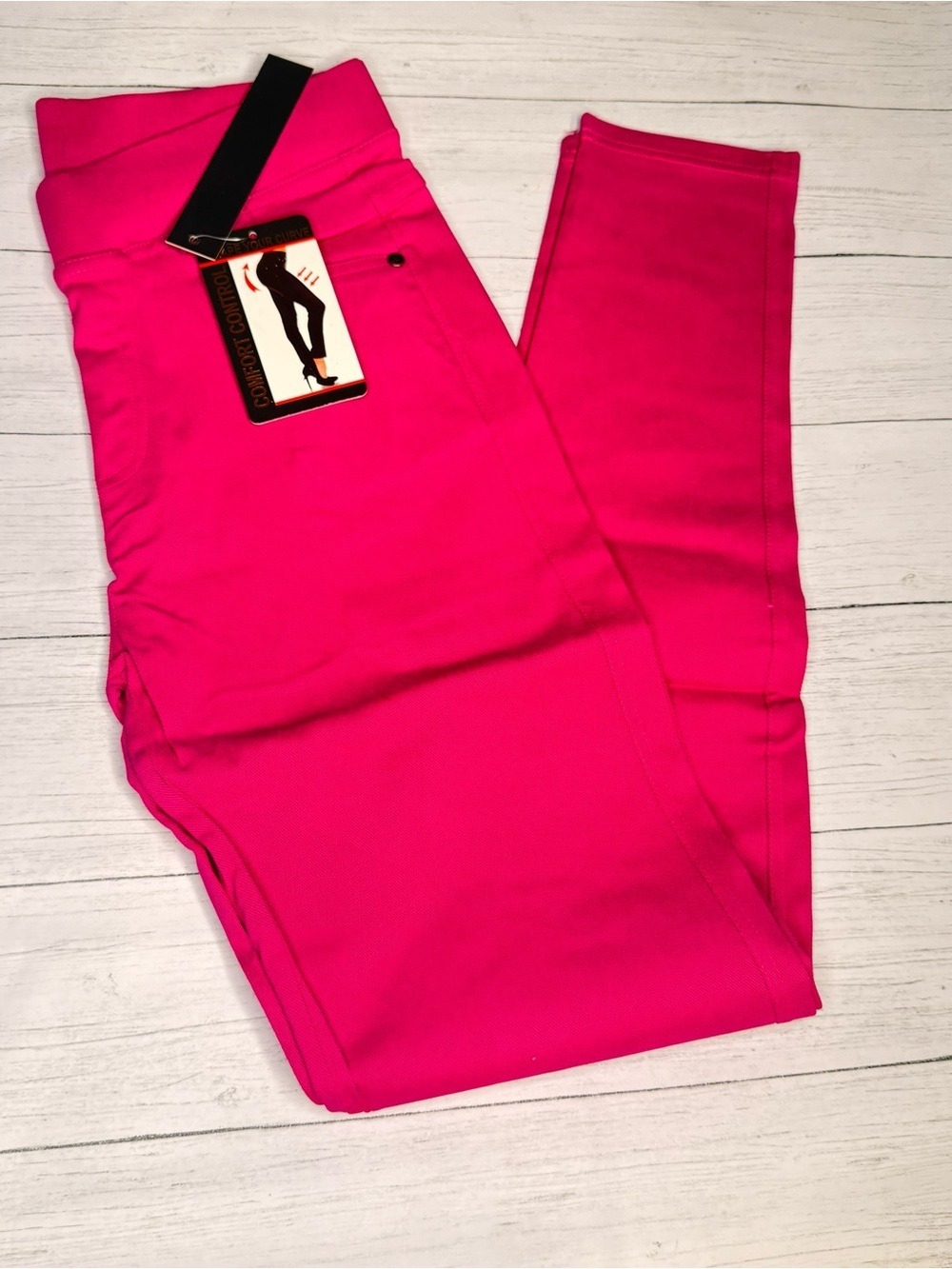 New Mix Pink Ponte Pants Comfort Control Pull On 1X, 8-10 NWT - Picture 2 of 8
